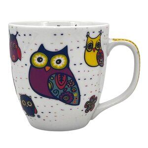 Colorful Owl Fowl Birds Floral Porcelain Coffee Cup Mug By Konitz Germany 12 oz.